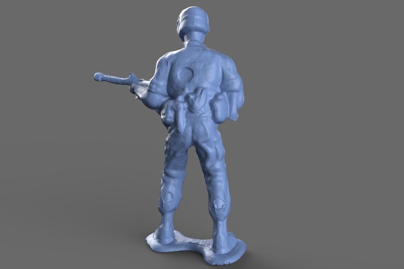 Green Army Man Guarding Miniature 3D model_2