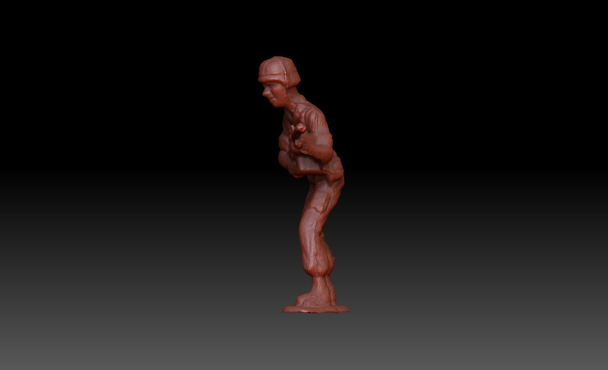 Green Army Man Guarding Miniature 3D model_6