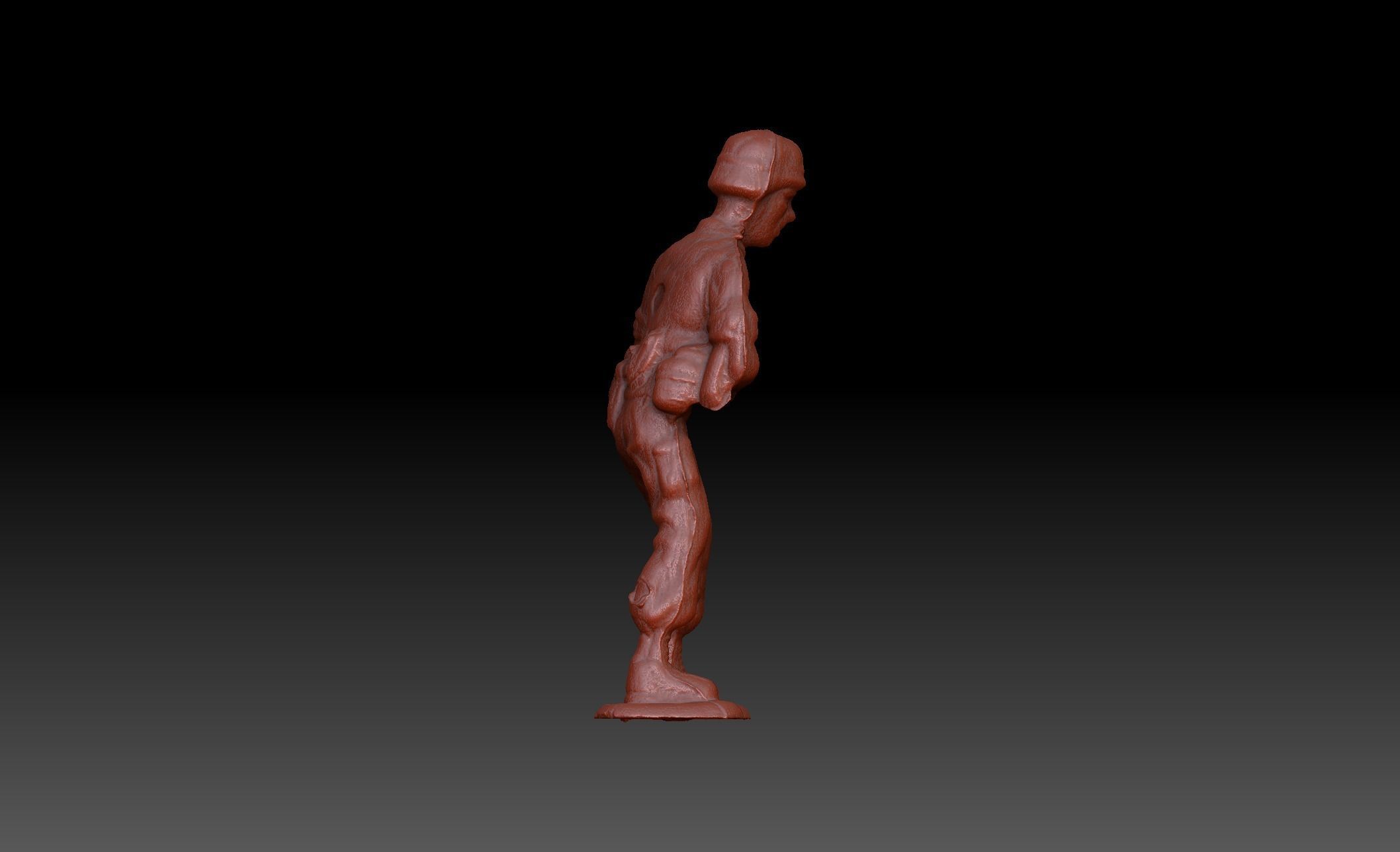 Green Army Man Guarding Miniature 3D model_8