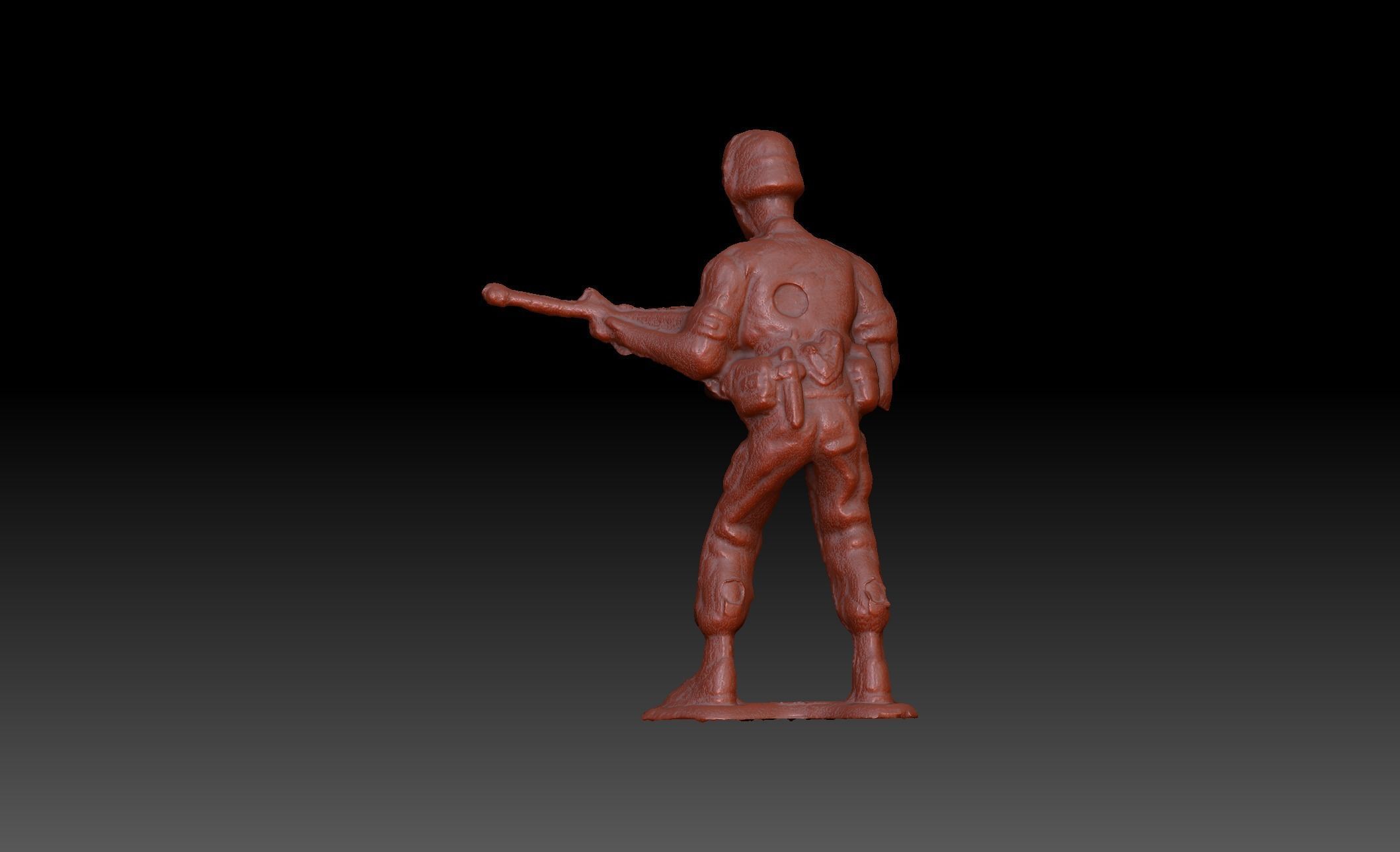 Green Army Man Guarding Miniature 3D model_7