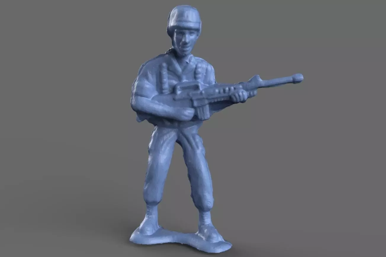 Green Army Man Guarding Miniature 3D model_0