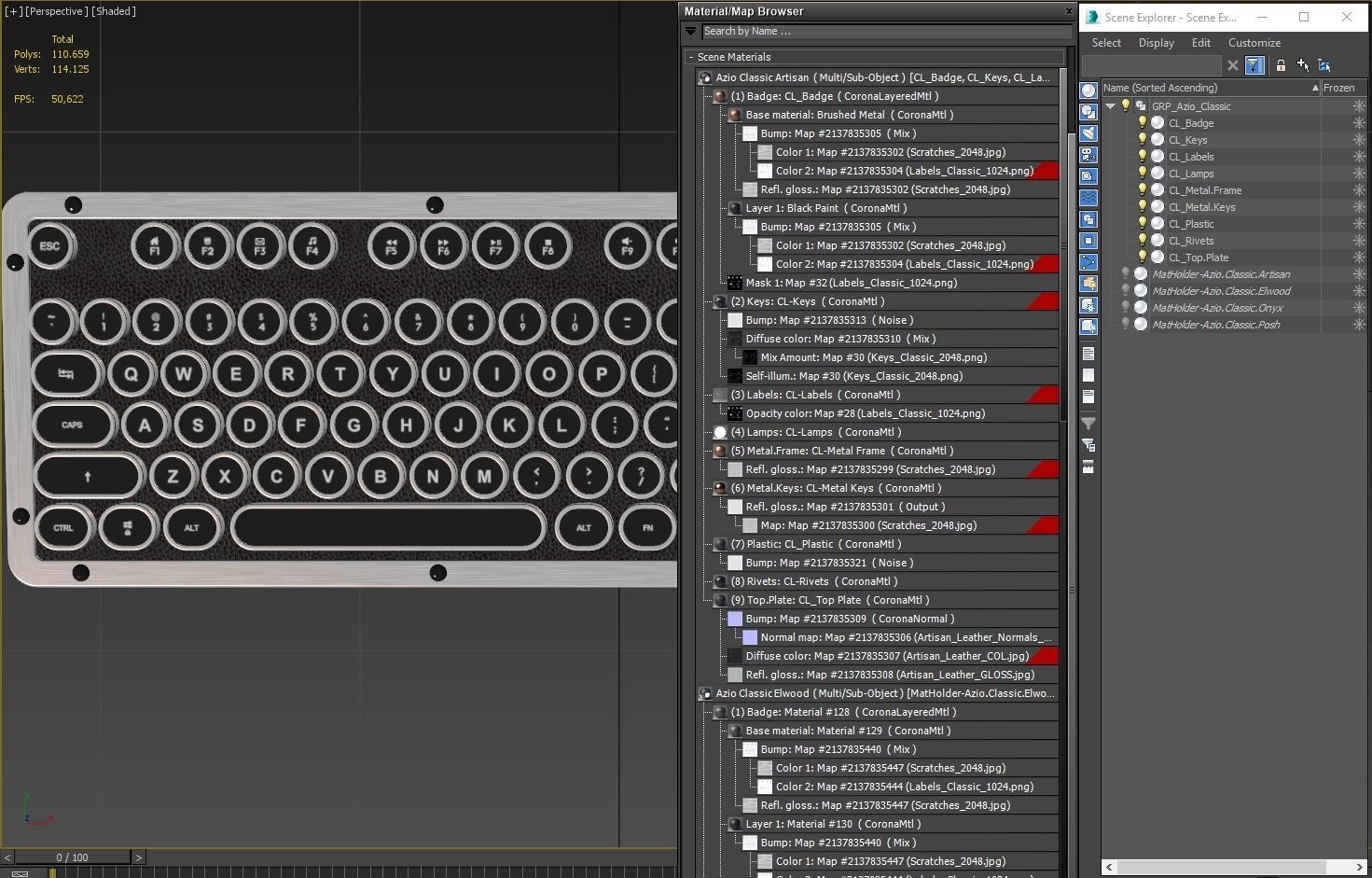 Azio Retro Classic Computer Keyboard 3D model_16