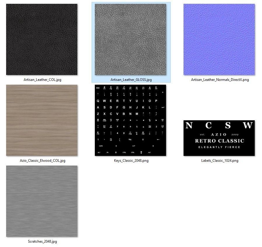 Azio Retro Classic Computer Keyboard 3D model_17