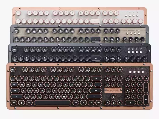 Azio Retro Classic Computer Keyboard 3D model Azio Retro Classic Computer Keyboard 3D model