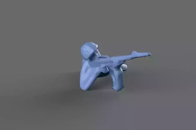 3D Green Army Man Laying Down