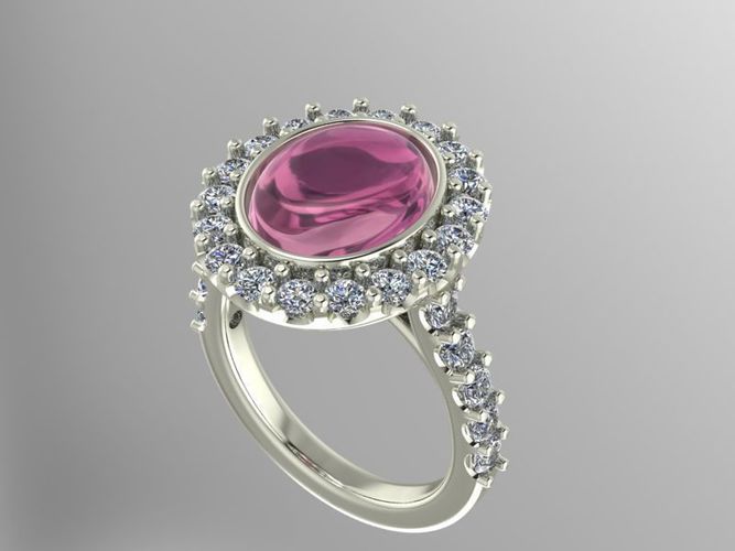 oval halo engagement ring 3D print model
