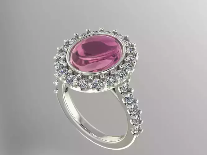 oval halo engagement ring 3D print model