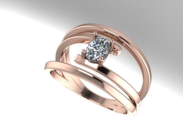 single stone right hand ring 3D print model