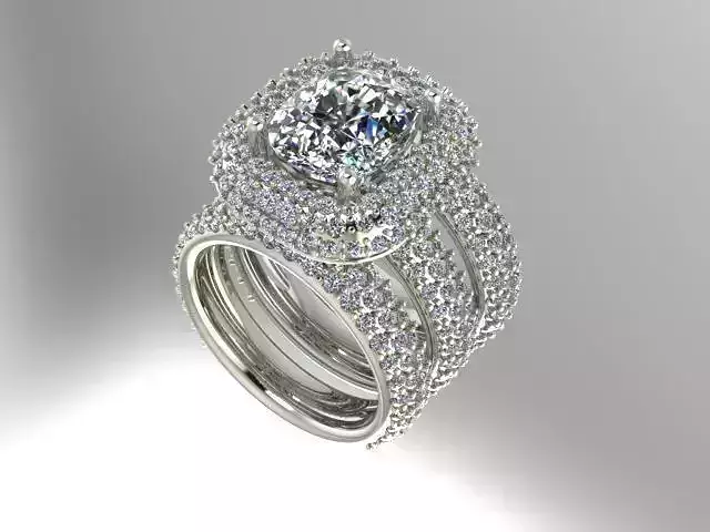 Multi halo wedding set pave