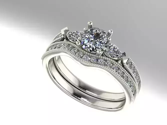 Cushion cut wedding set