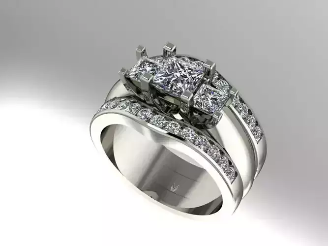 3 stone wedding set