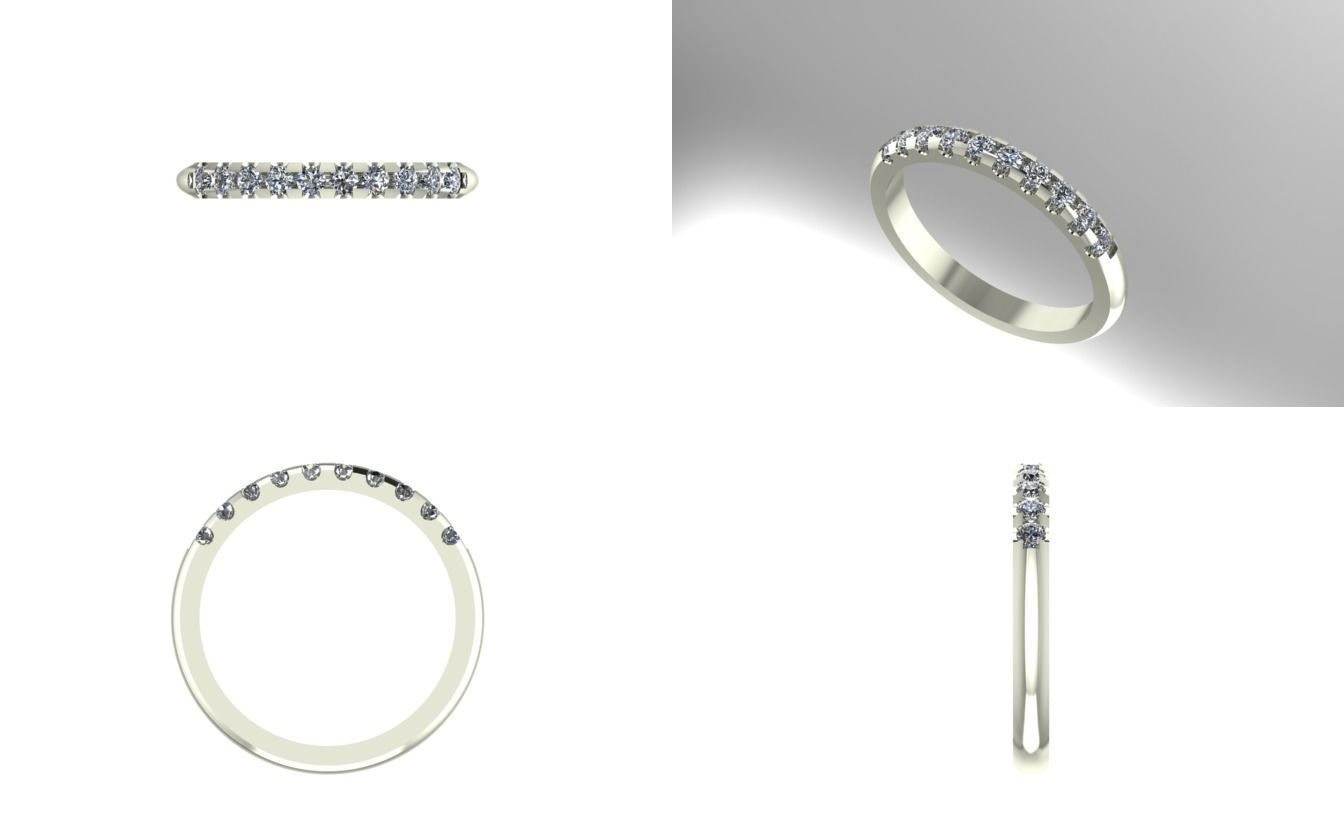 diamond wedding band 3D print model_1