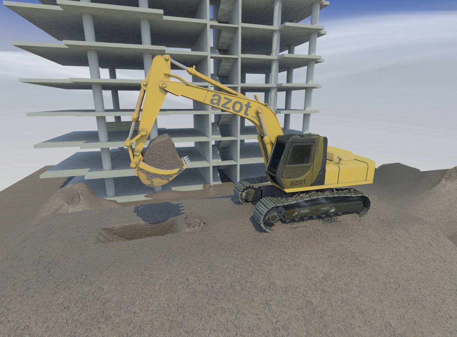 Excavator Scene Low-poly 3D model_3