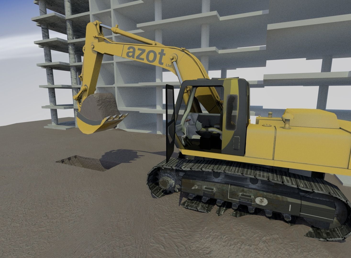 Excavator Scene Low-poly 3D model_5