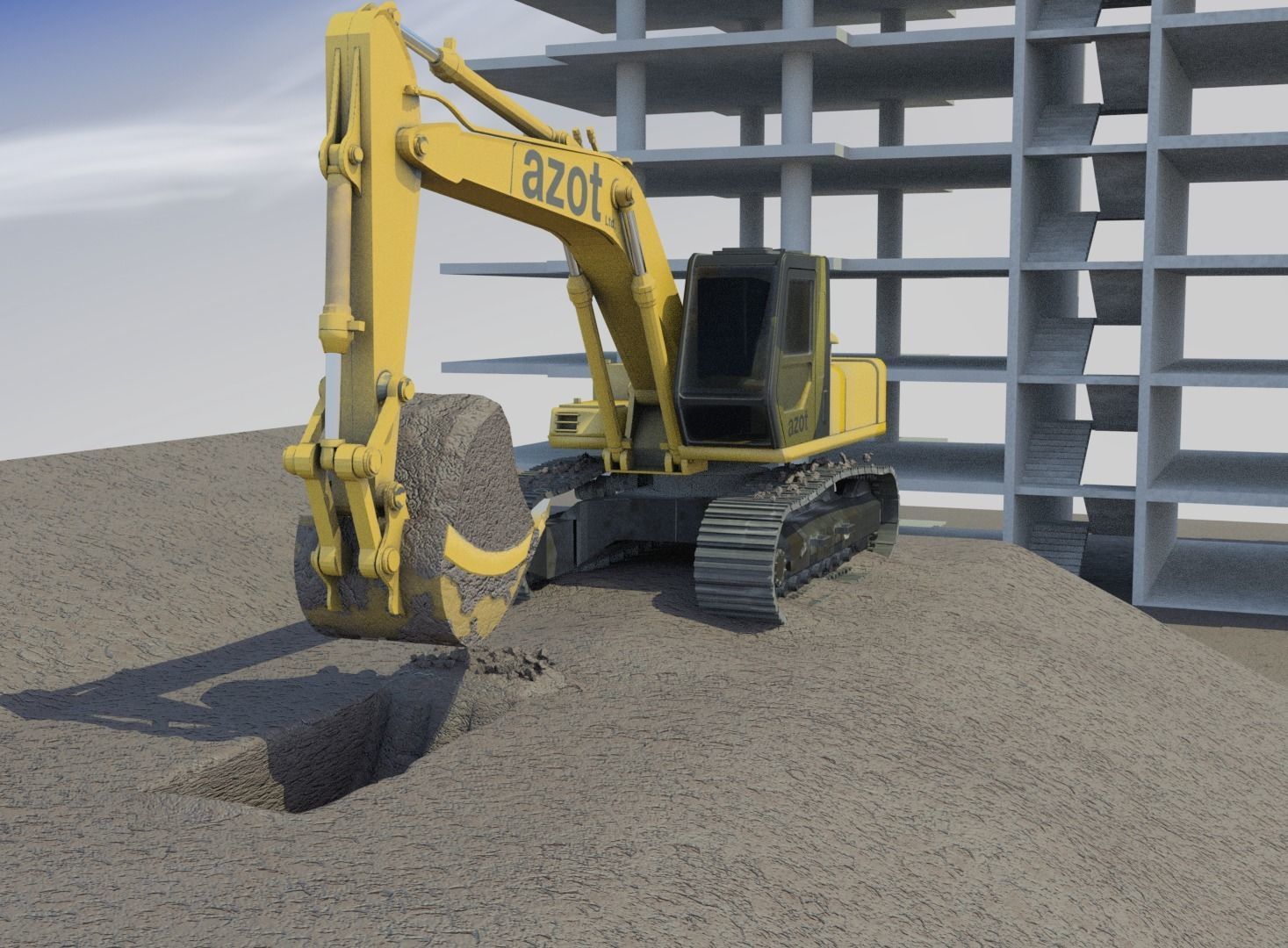 Excavator Scene Low-poly 3D model_4