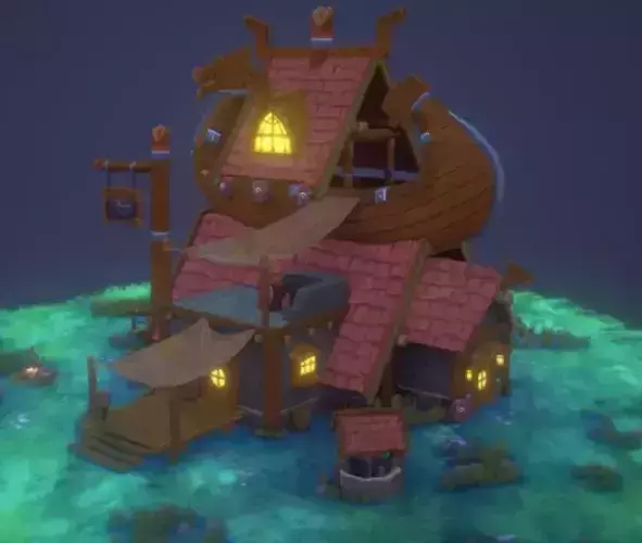 Viking house Low-poly 3D model
