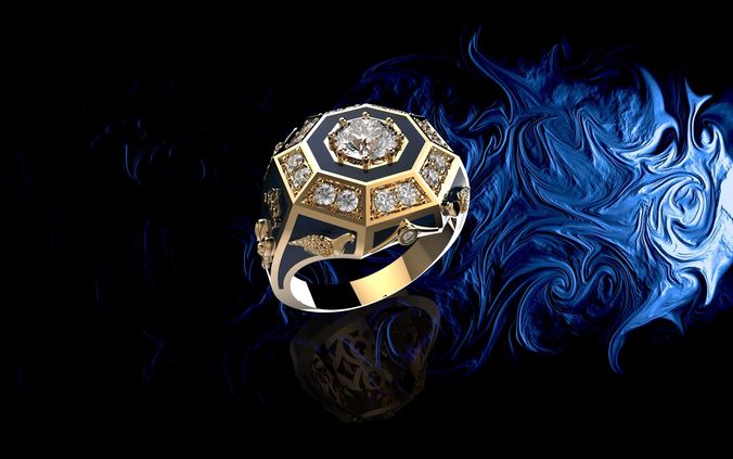 Mens Gold Rings With Diamonds 3D print model