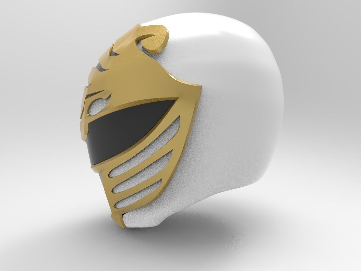 White Ranger Helmet from MMPR  3D print model_3