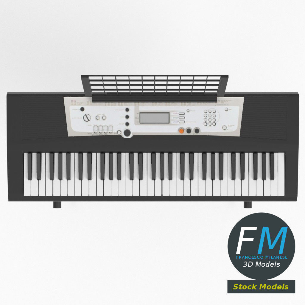 Electronic piano keyboard on stand 3D model_6