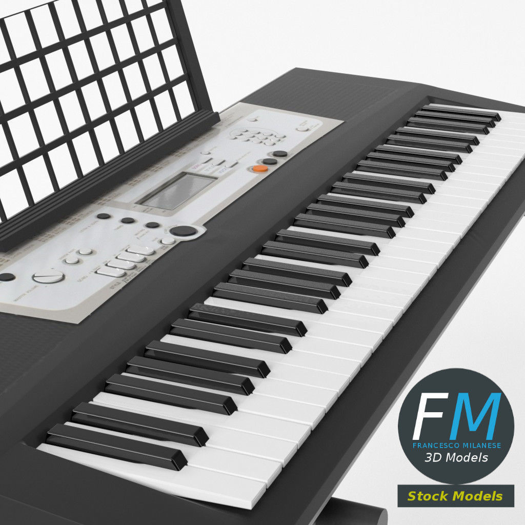 Electronic piano keyboard on stand 3D model_5
