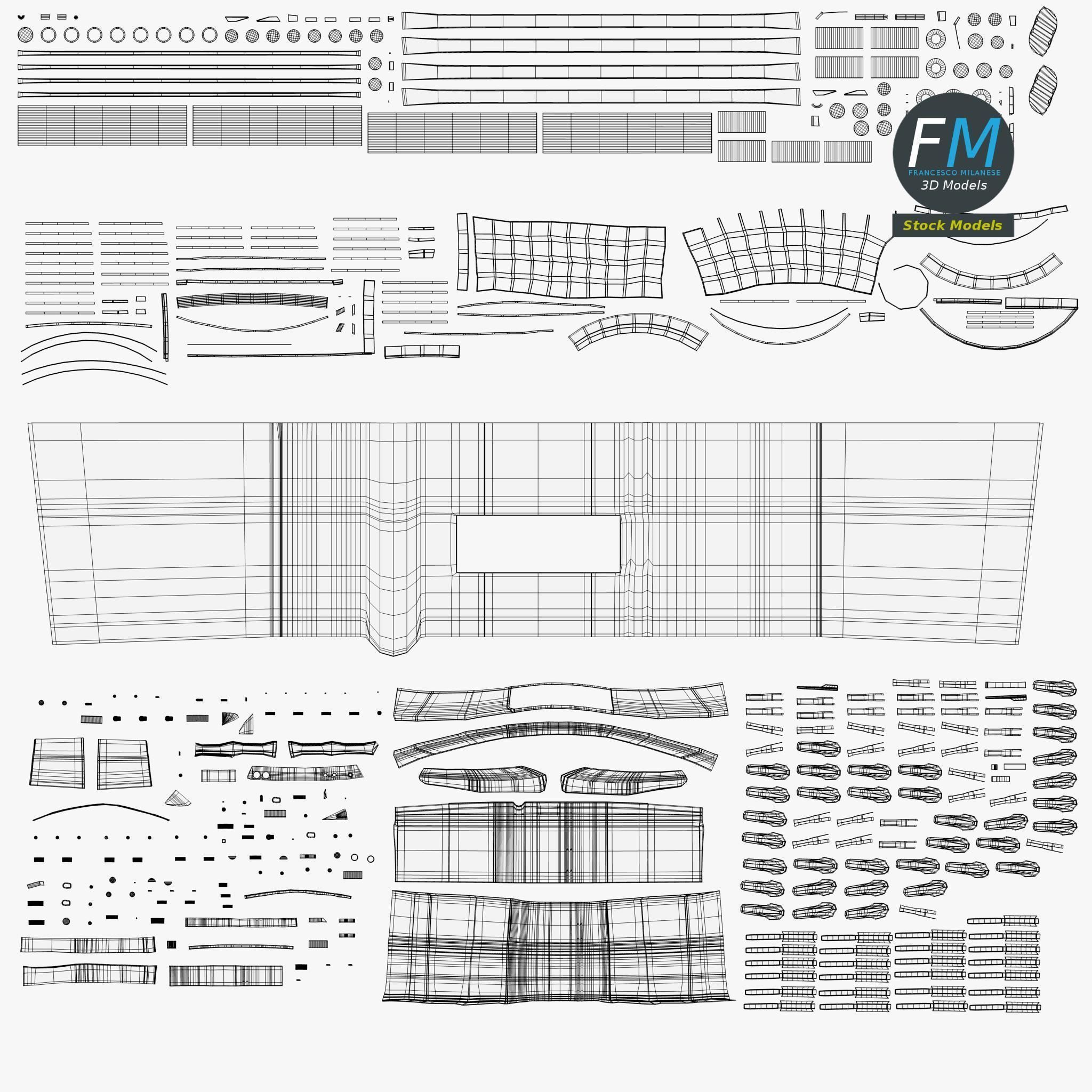 Electronic piano keyboard on stand 3D model_11