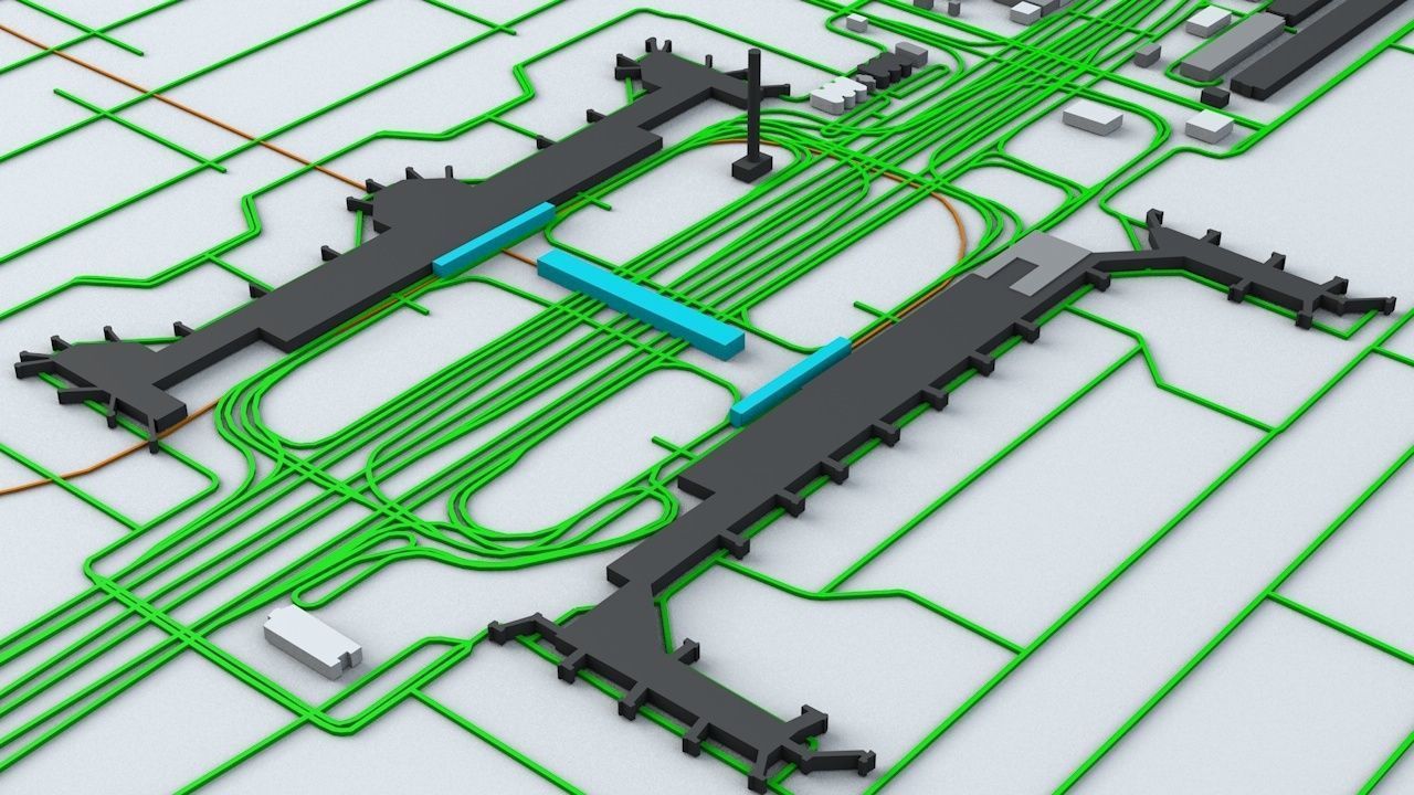 Tokyo Haneda HND Airport Roads Buildings and Public Transport 3D model_5