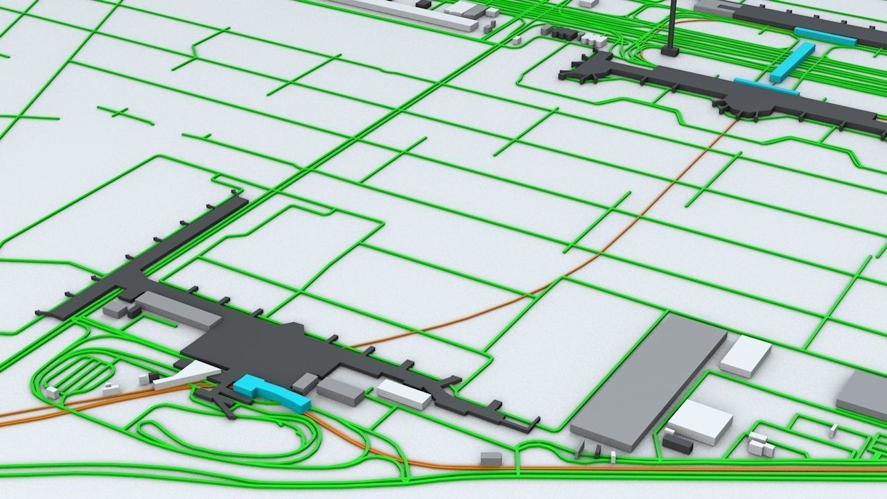 Tokyo Haneda HND Airport Roads Buildings and Public Transport 3D model_10