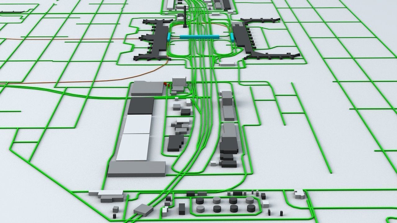 Tokyo Haneda HND Airport Roads Buildings and Public Transport 3D model_9
