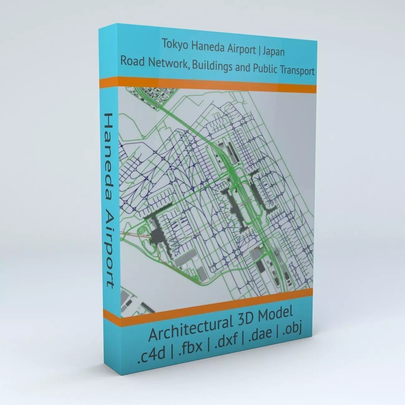 Tokyo Haneda HND Airport Roads Buildings and Public Transport 3D model_0