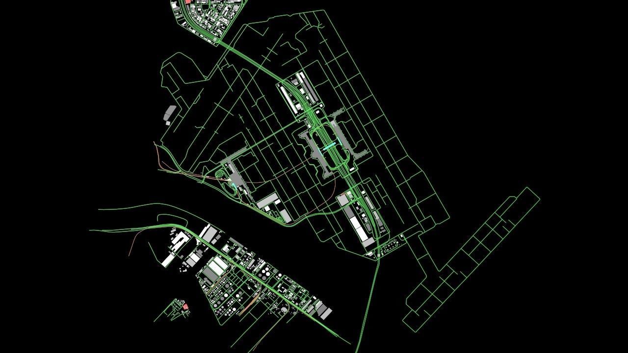 Tokyo Haneda HND Airport Roads Buildings and Public Transport 3D model_11