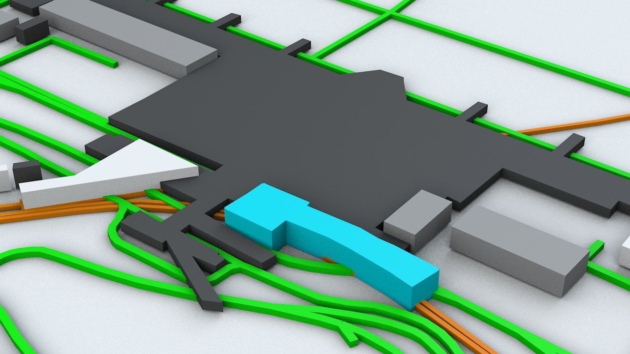 Tokyo Haneda HND Airport Roads Buildings and Public Transport 3D model_8