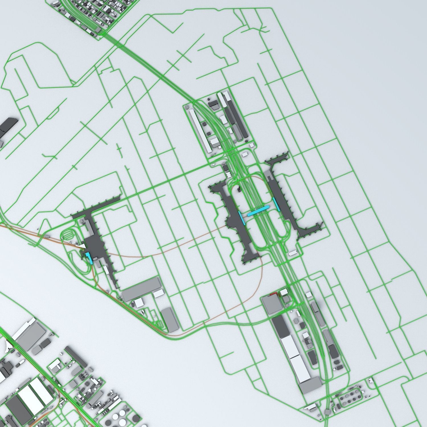 Tokyo Haneda HND Airport Roads Buildings and Public Transport 3D model_4