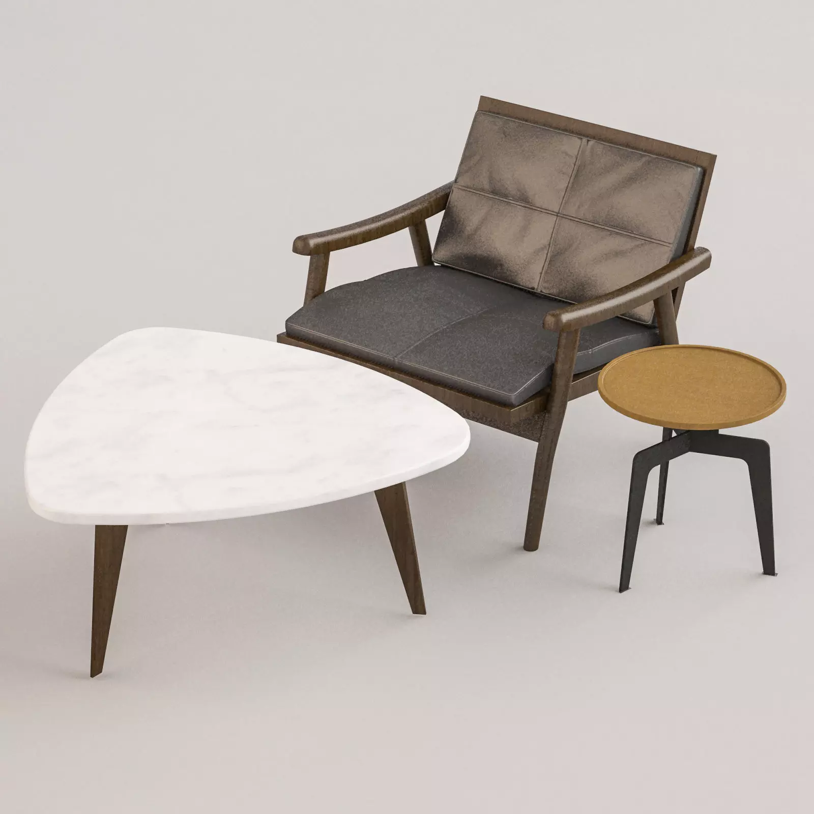 Furniture set coffee table and chair 3D model_0