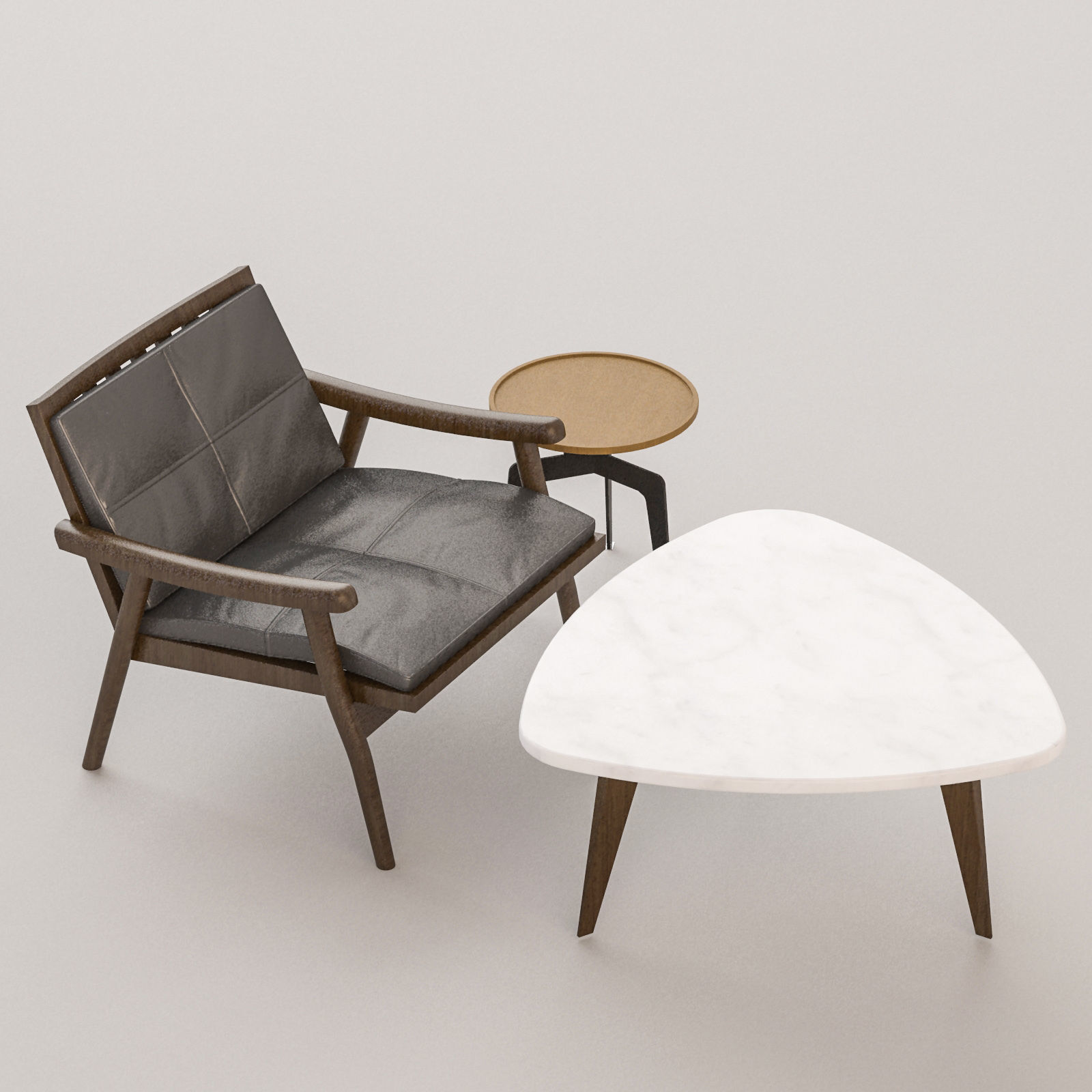 Furniture set coffee table and chair 3D model_1