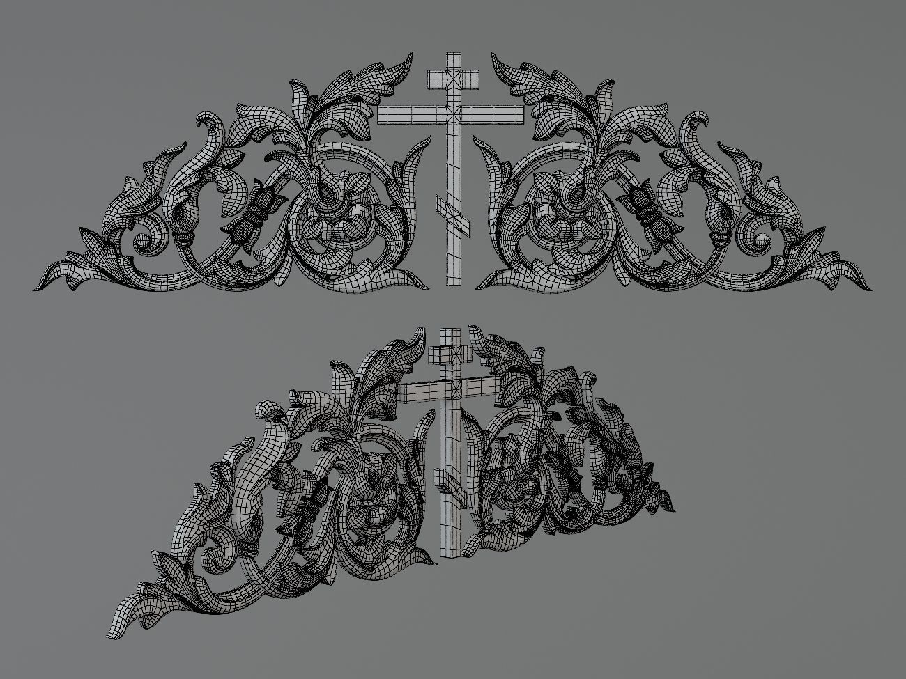 Onlay ornate cross 3D print model_5
