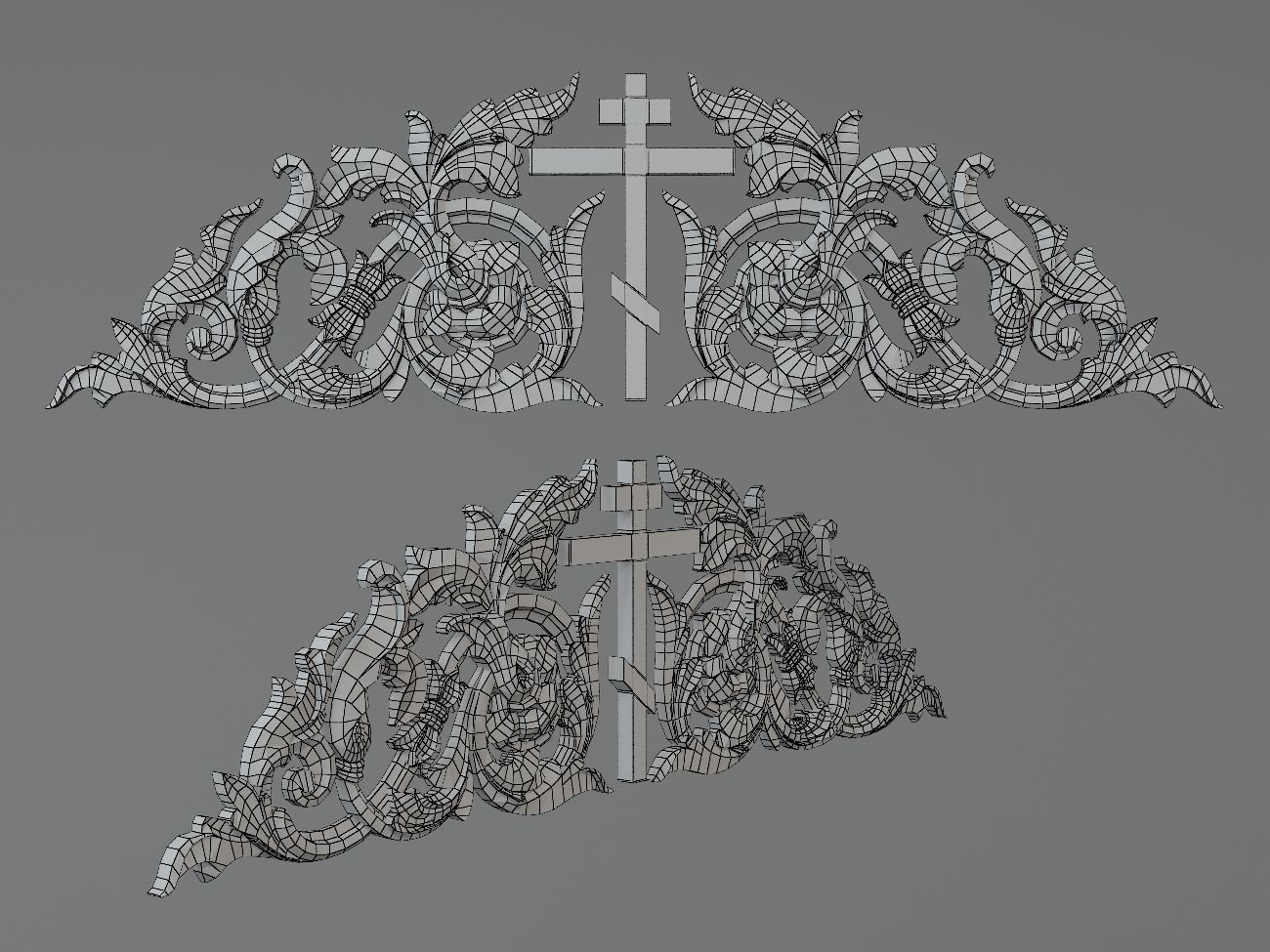 Onlay ornate cross 3D print model_2