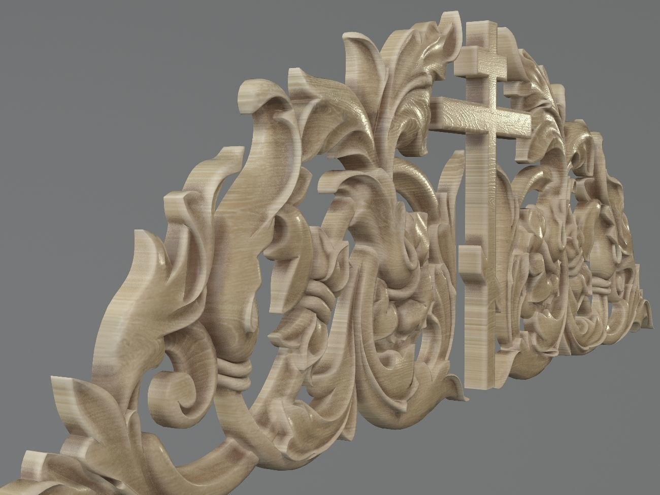 Onlay ornate cross 3D print model_4