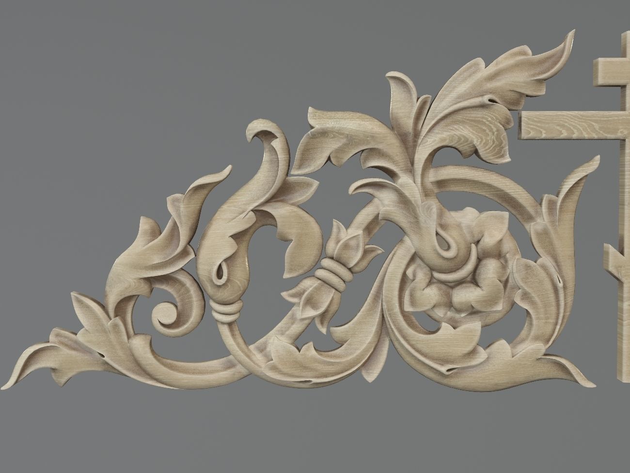 Onlay ornate cross 3D print model_3