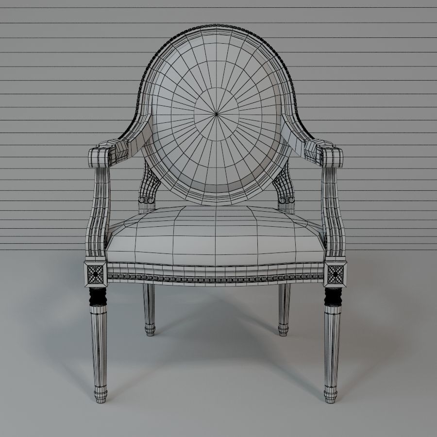 Chair ornately upholstered 3D model_2