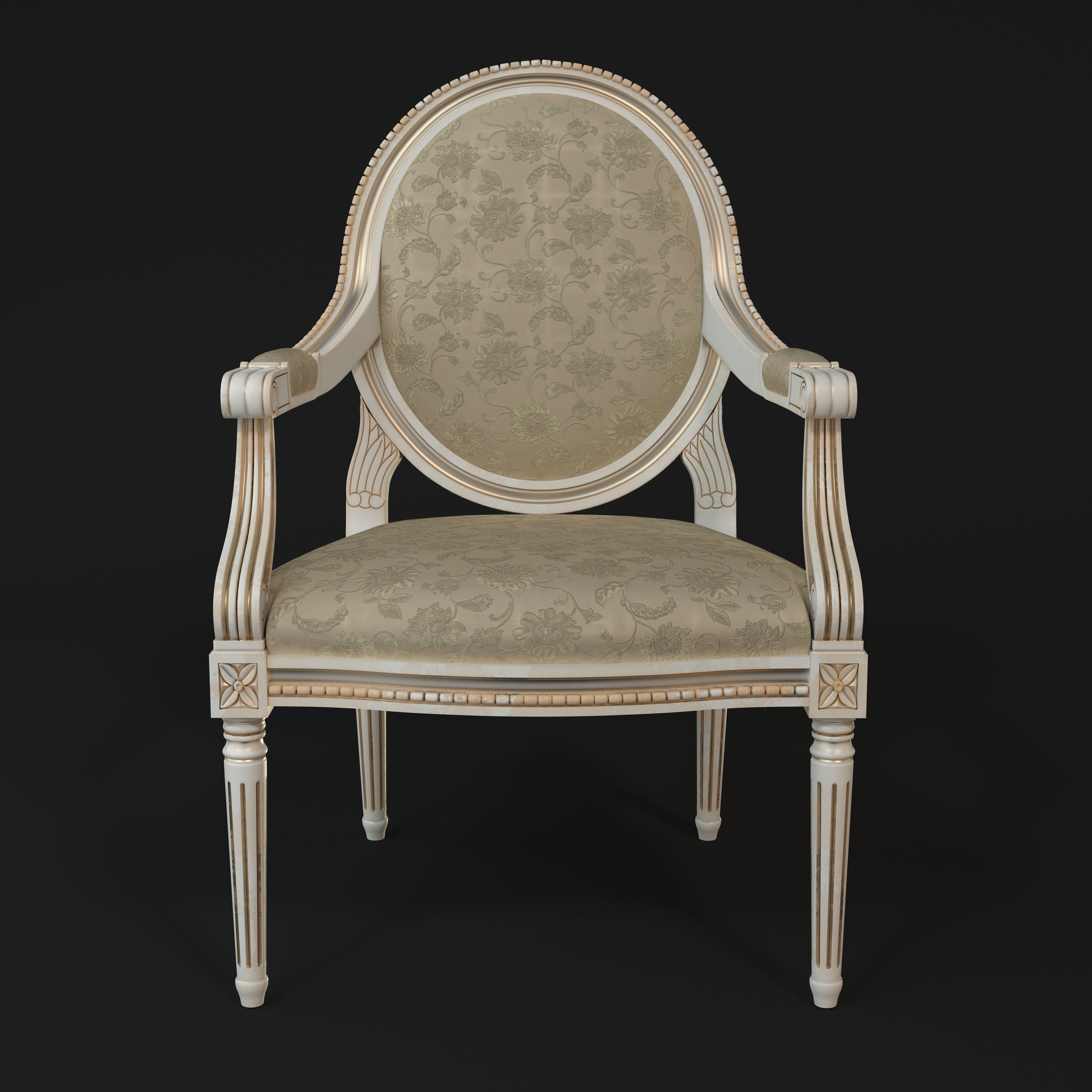 Chair ornately upholstered 3D model_18