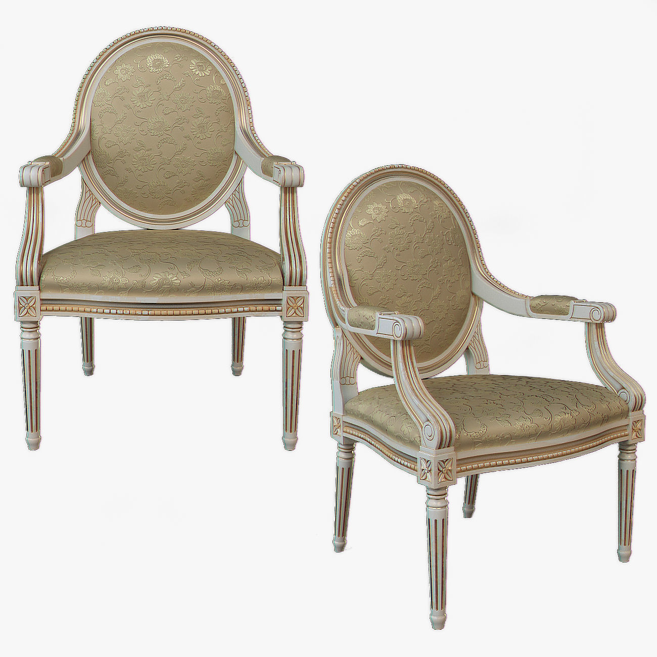 Chair ornately upholstered 3D model_1