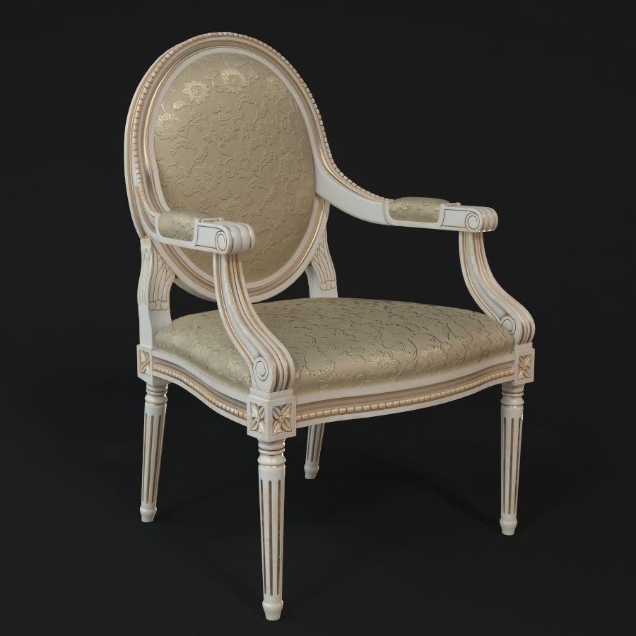 Chair ornately upholstered 3D model_12