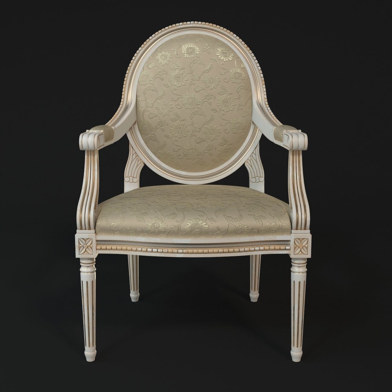 Chair ornately upholstered 3D model_6