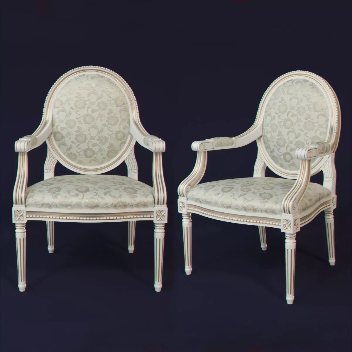 Chair ornately upholstered 3D model_0
