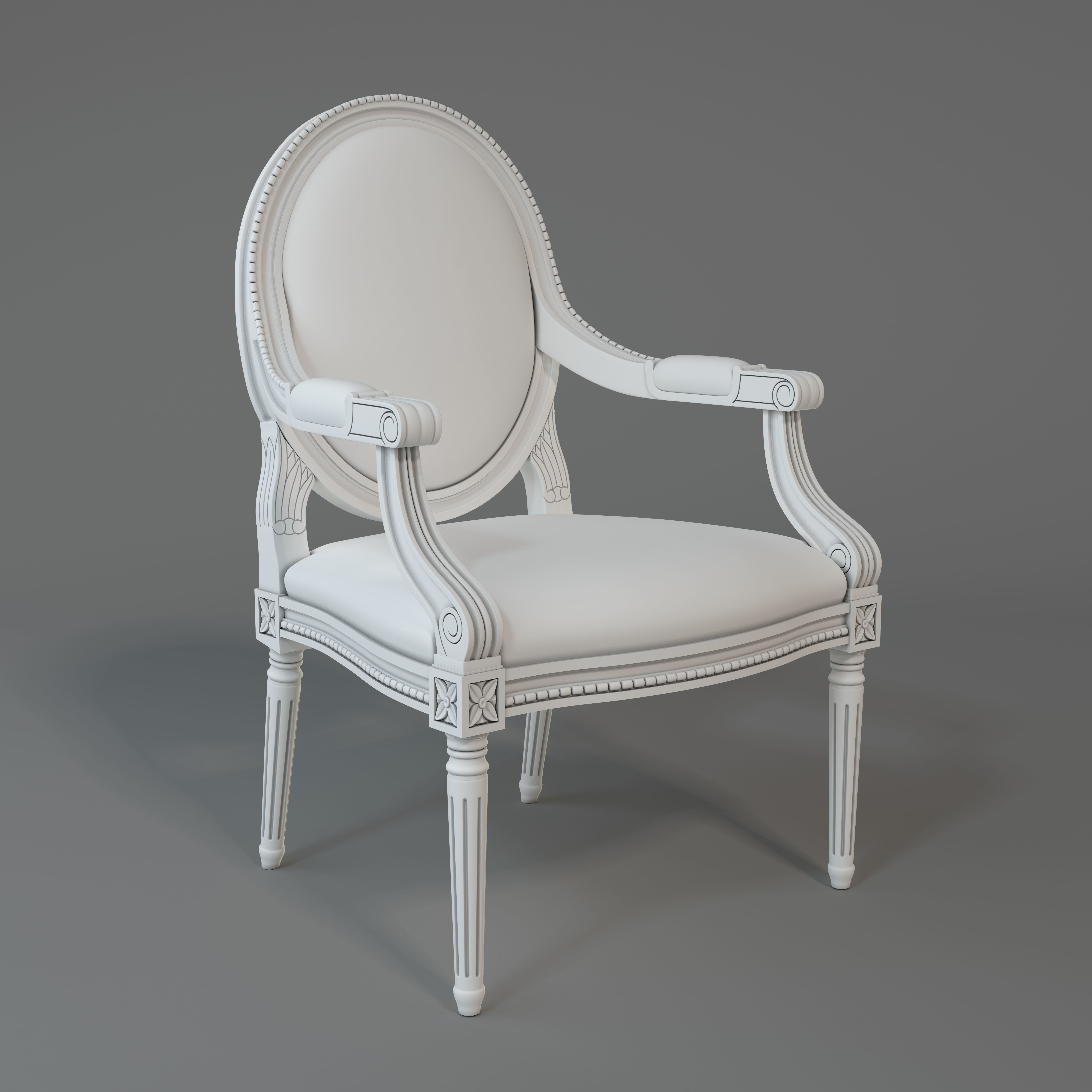 Chair ornately upholstered 3D model_16