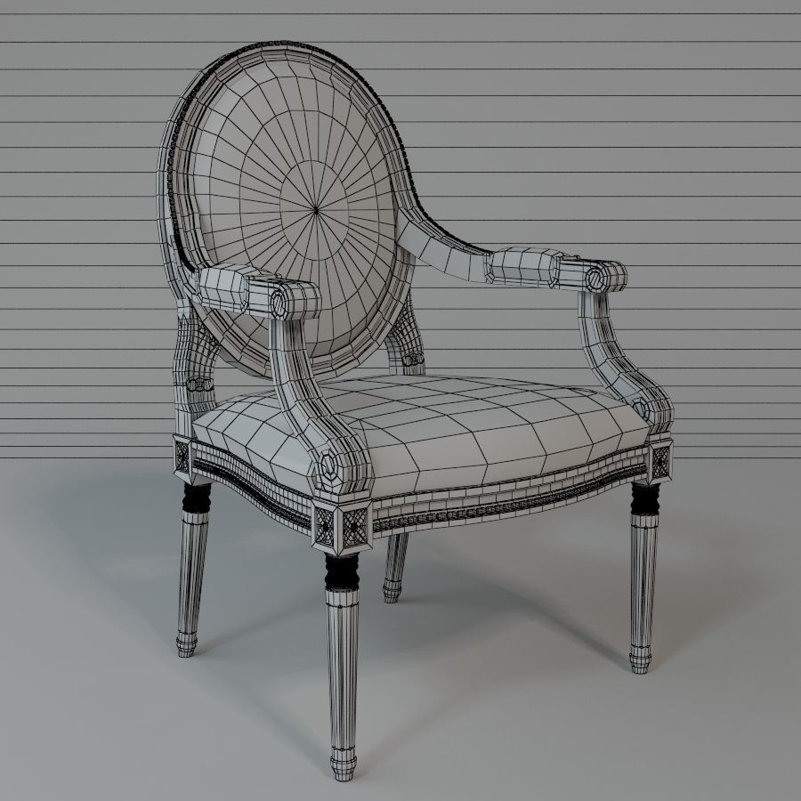 Chair ornately upholstered 3D model_5