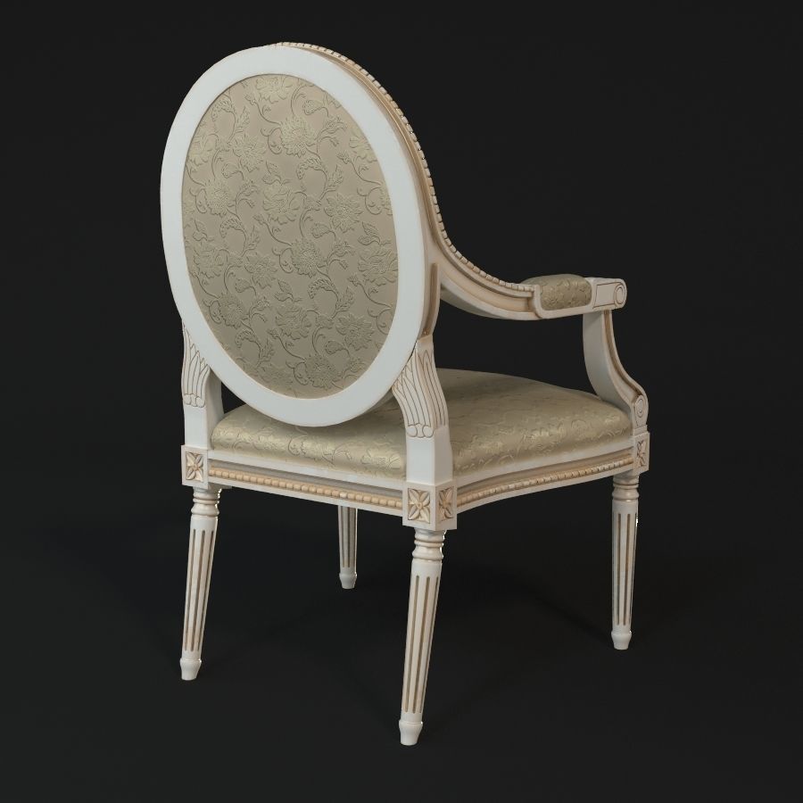 Chair ornately upholstered 3D model_11