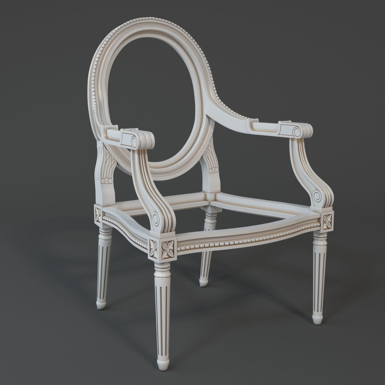 Chair ornately upholstered 3D model_13