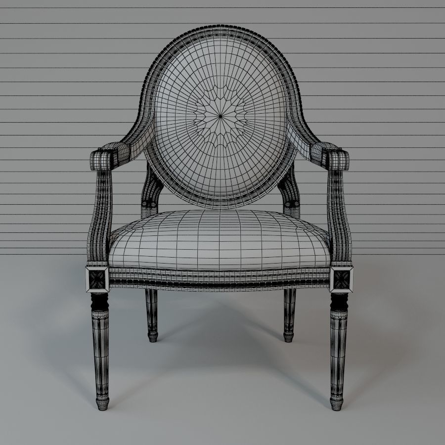 Chair ornately upholstered 3D model_4