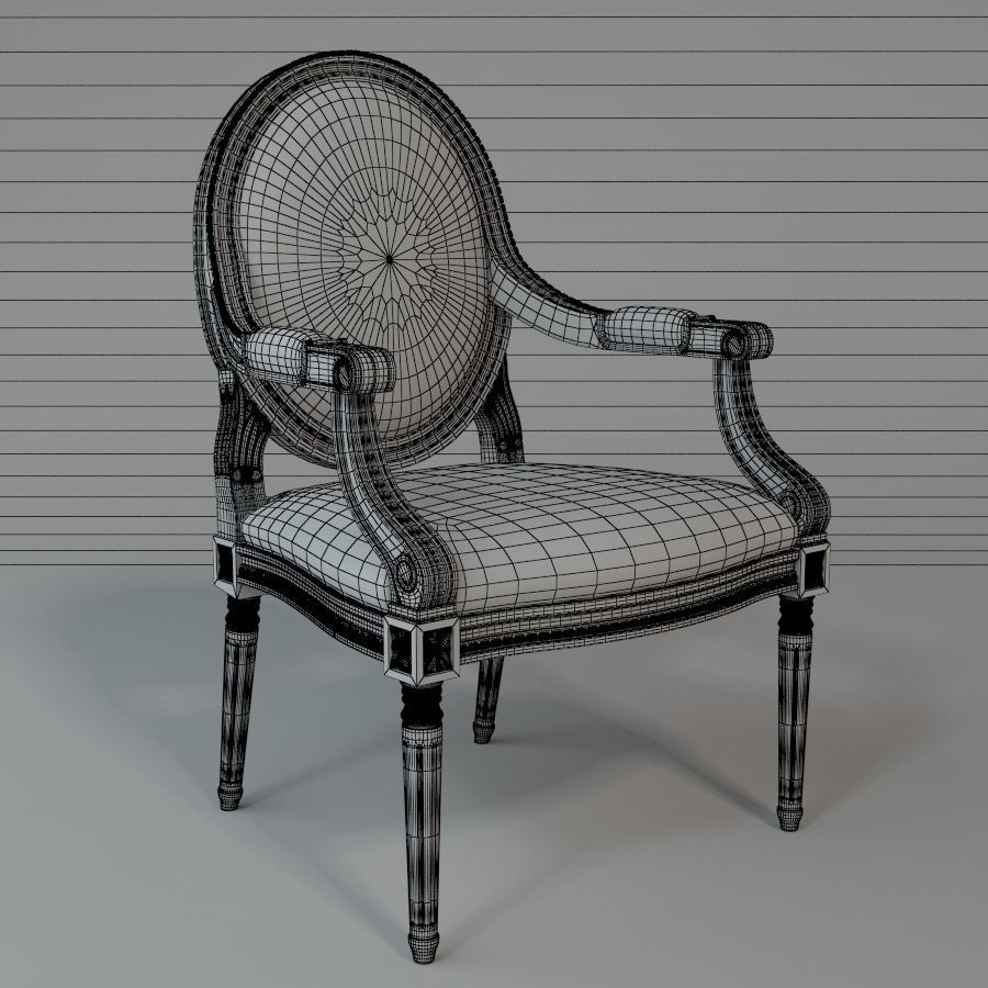Chair ornately upholstered 3D model_14